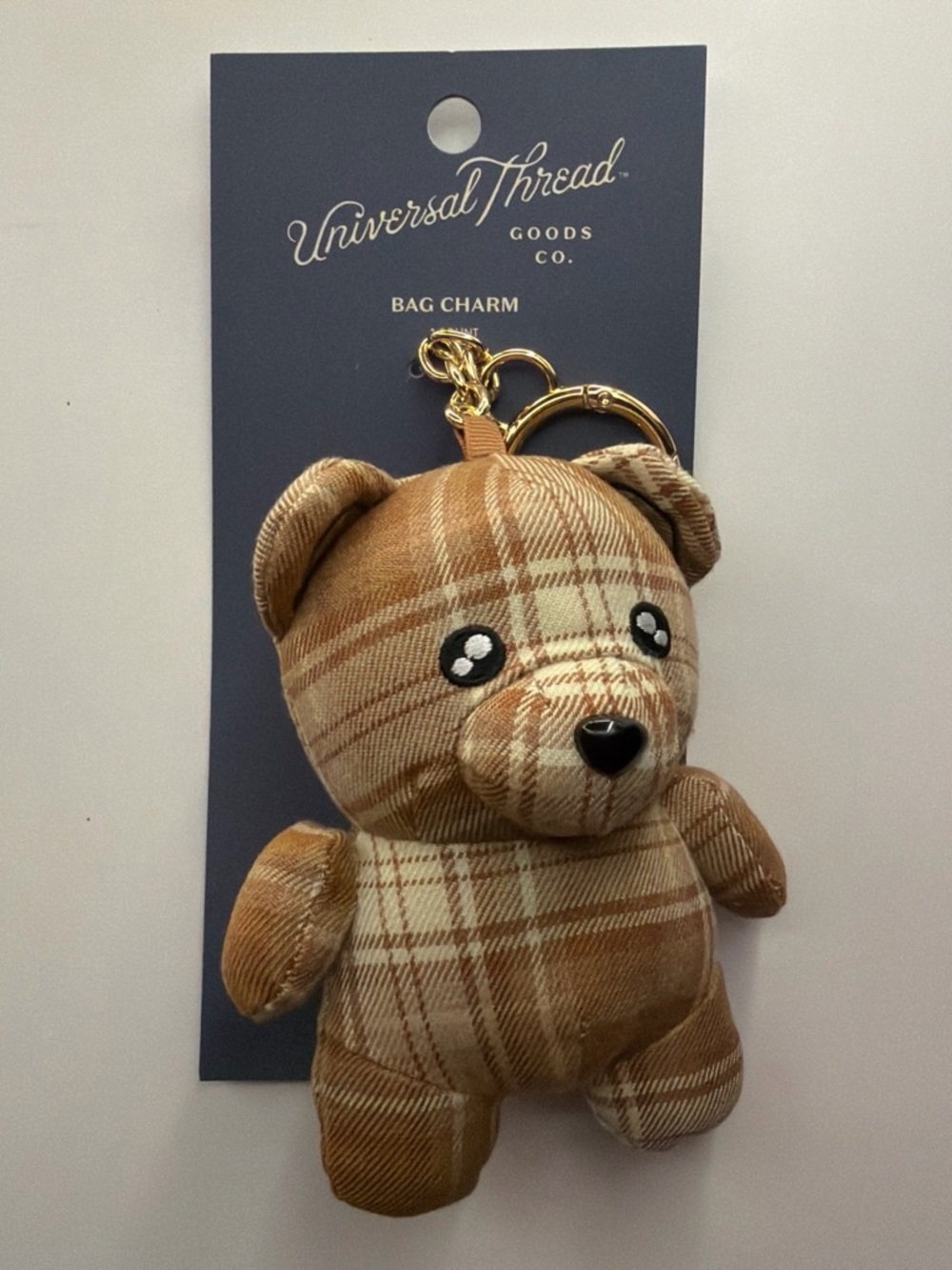 Universal Thread Brown Plaid Bear Bag Charm